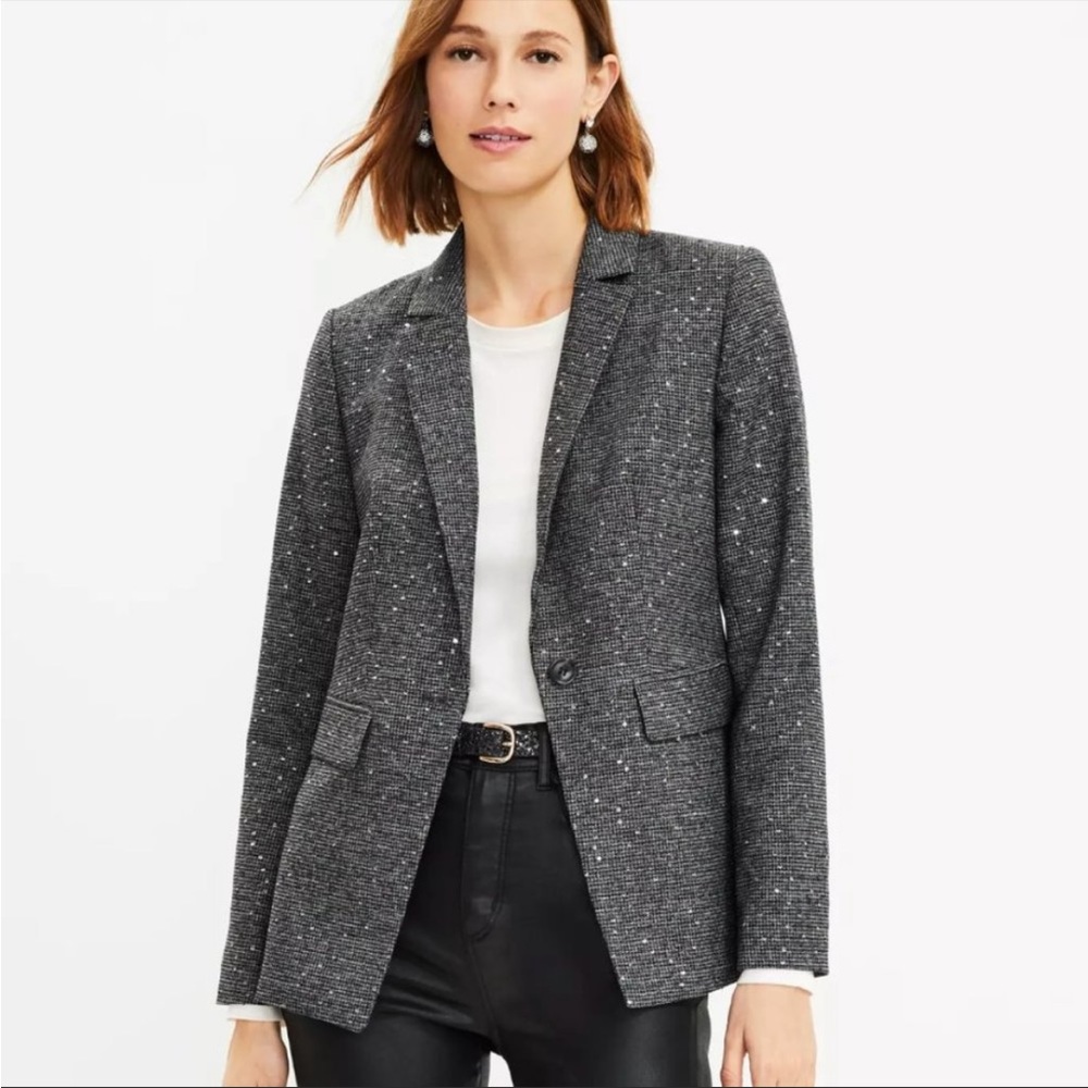 Sequin Houndstooth Modern Blazer